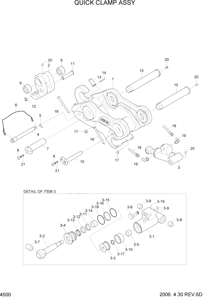 Схема запчастей Hyundai R55-7 - PAGE 4500 QUICK CLAMP ASSY ГИДРАВЛИЧЕСКИЕ КОМПОНЕНТЫ