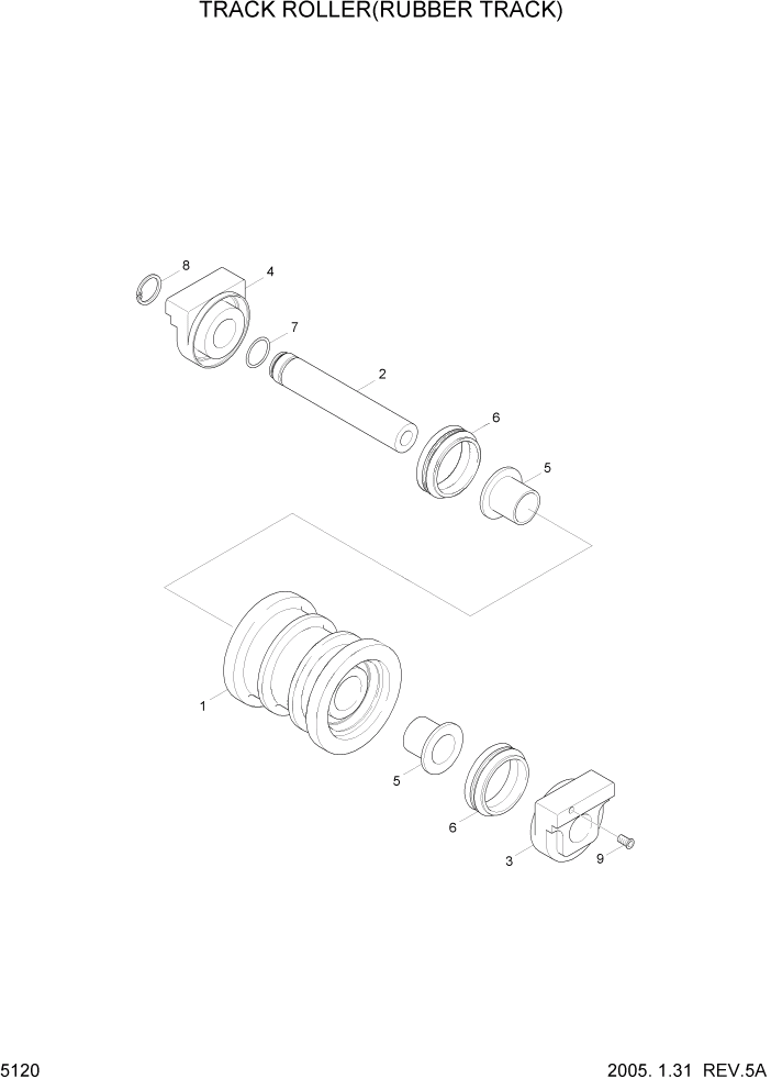 Схема запчастей Hyundai R55-7 - PAGE 5120 TRACK ROLLER(RUBBER TRACK) ХОДОВАЯ ЧАСТЬ