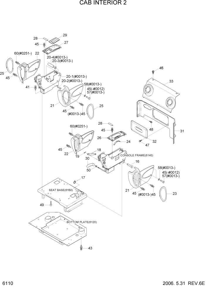 Схема запчастей Hyundai R55-7 - PAGE 6110 CAB INTERIOR 2 СТРУКТУРА