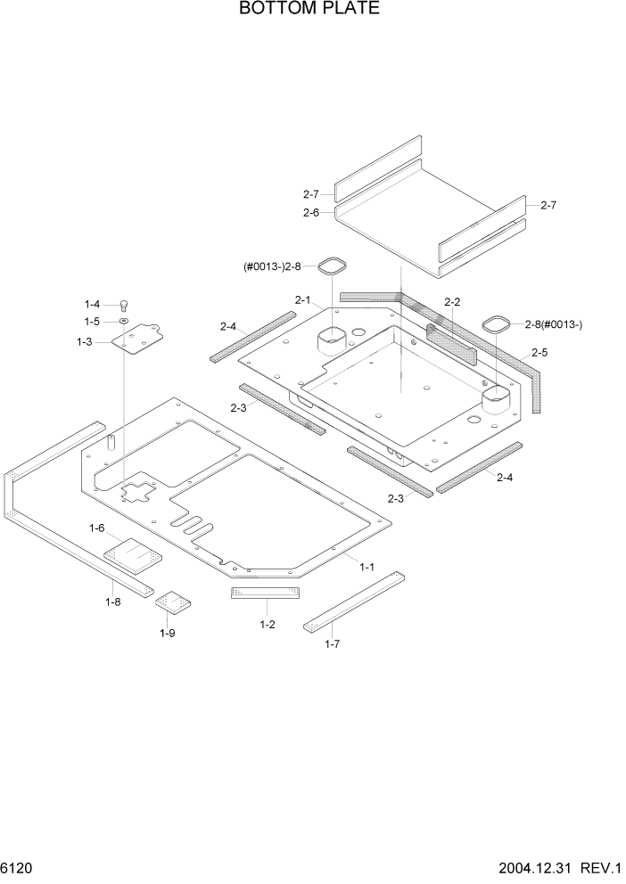 Схема запчастей Hyundai R55-7 - PAGE 6120 BOTTOM PLATE СТРУКТУРА