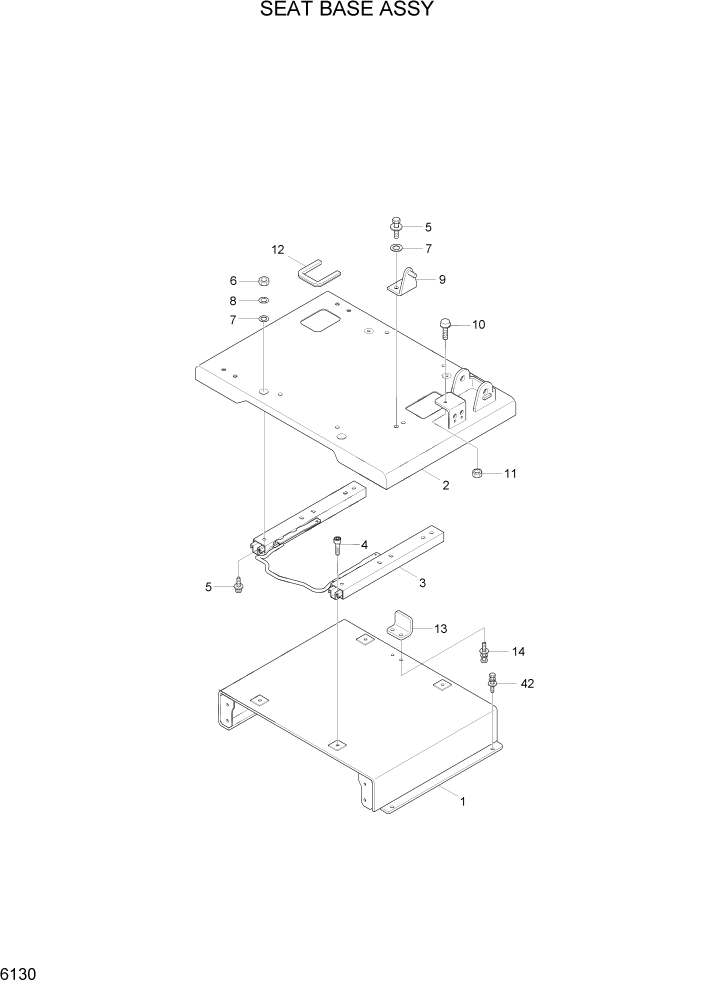 Схема запчастей Hyundai R55-7 - PAGE 6130 SEAT BASE ASSY СТРУКТУРА