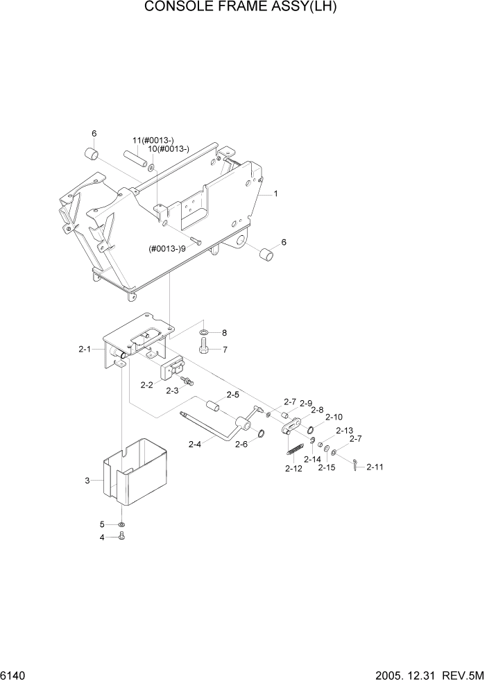 Схема запчастей Hyundai R55-7 - PAGE 6140 CONSOLE FRAME ASSY(LH) СТРУКТУРА