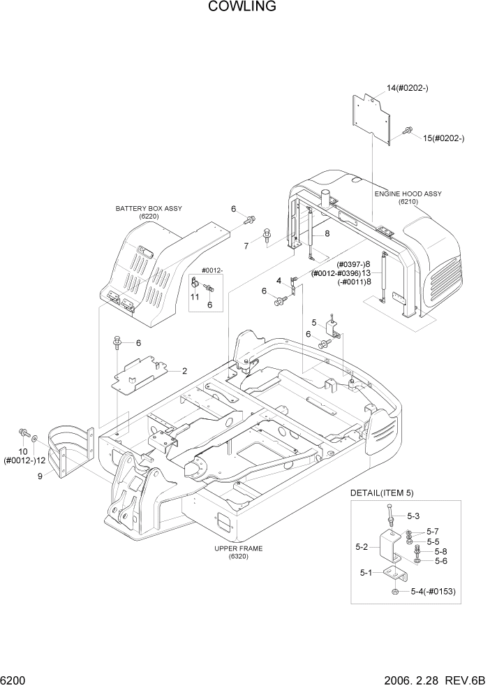 Схема запчастей Hyundai R55-7 - PAGE 6200 COWLING СТРУКТУРА