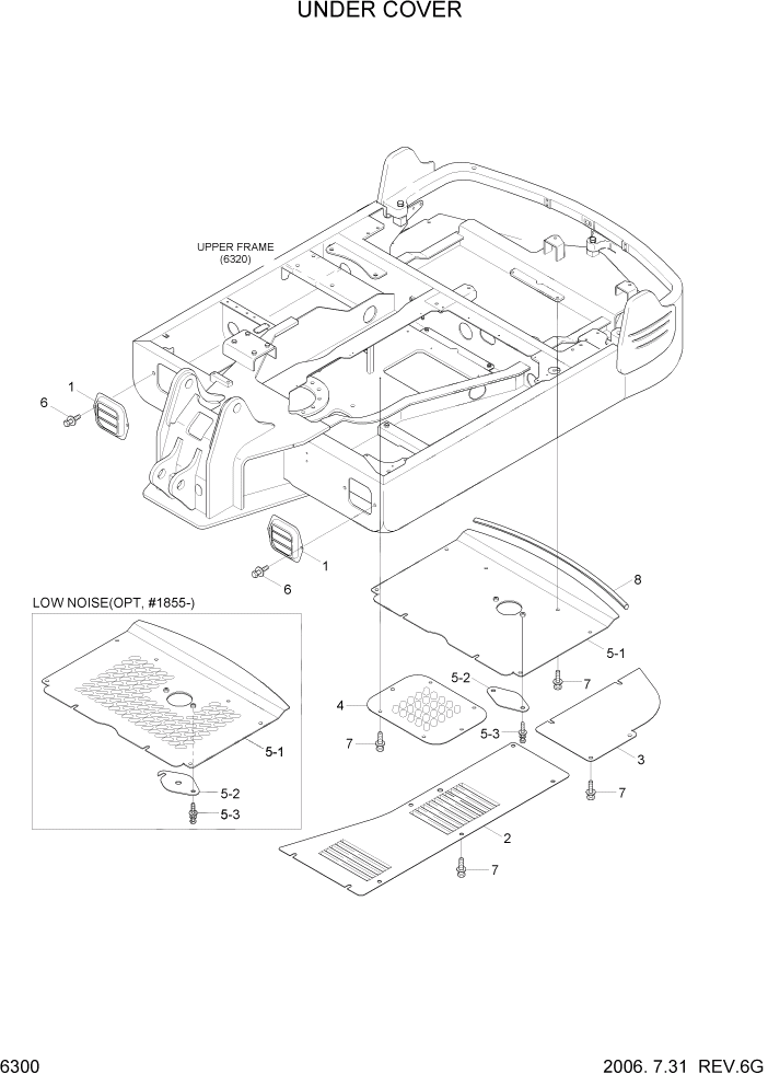 Схема запчастей Hyundai R55-7 - PAGE 6300 UNDER COVER СТРУКТУРА