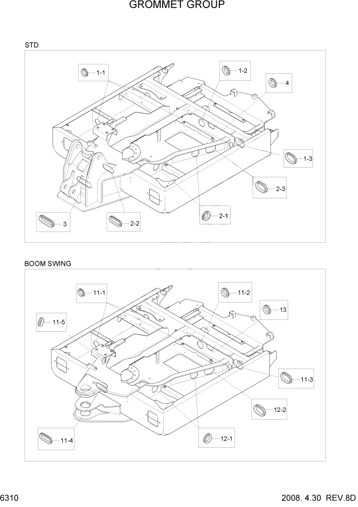 Схема запчастей Hyundai R55-7 - PAGE 6310 GROMMET GROUP СТРУКТУРА