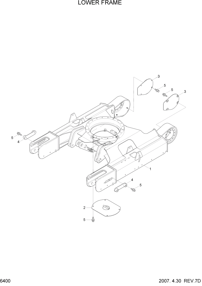 Схема запчастей Hyundai R55-7 - PAGE 6400 LOWER FRAME СТРУКТУРА