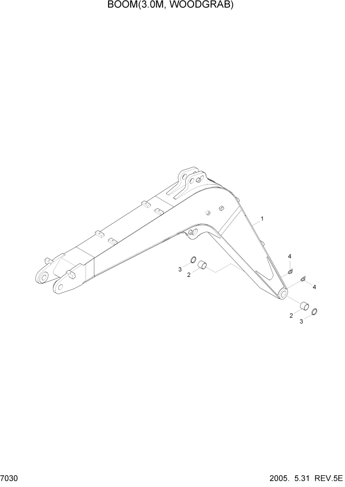 Схема запчастей Hyundai R55-7 - PAGE 7030 BOOM(3.0M, WOODGRAB) РАБОЧЕЕ ОБОРУДОВАНИЕ