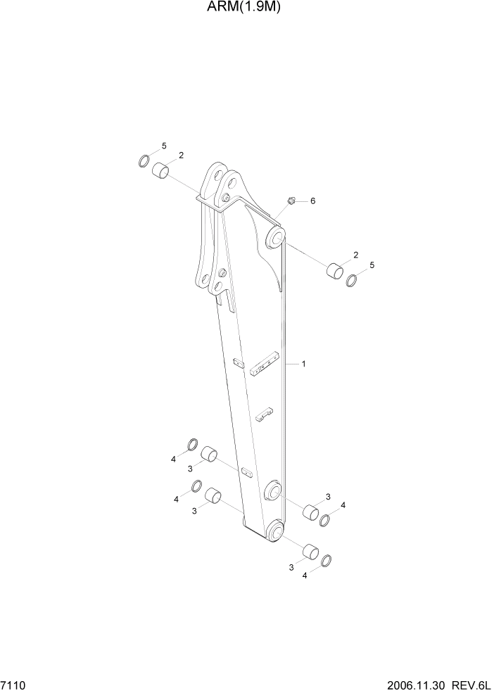 Схема запчастей Hyundai R55-7 - PAGE 7110 ARM(1.9M) РАБОЧЕЕ ОБОРУДОВАНИЕ