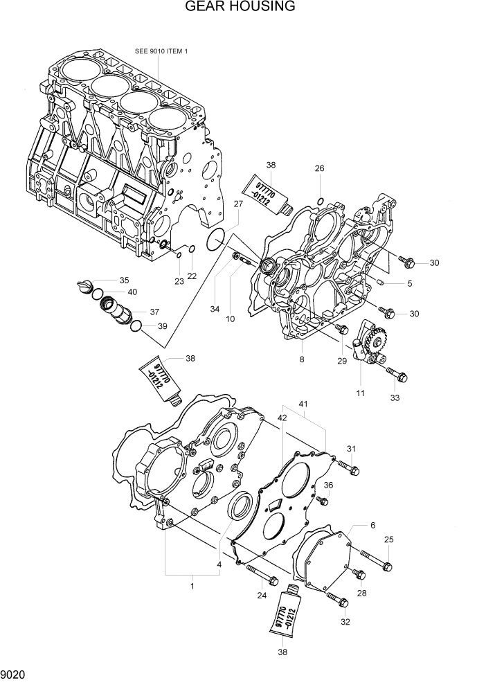 Схема запчастей Hyundai R55-7 - PAGE 9020 GEAR HOUSING ДВИГАТЕЛЬ БАЗА