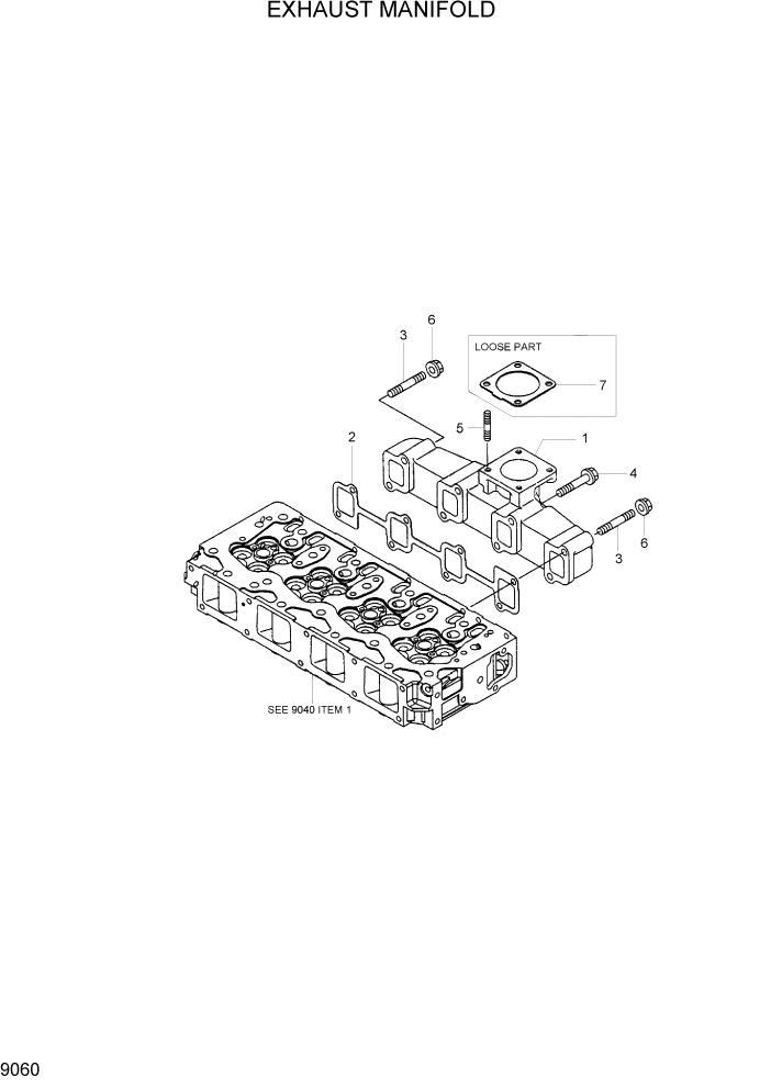 Схема запчастей Hyundai R55-7 - PAGE 9060 EXHAUST MANIFOLD ДВИГАТЕЛЬ БАЗА