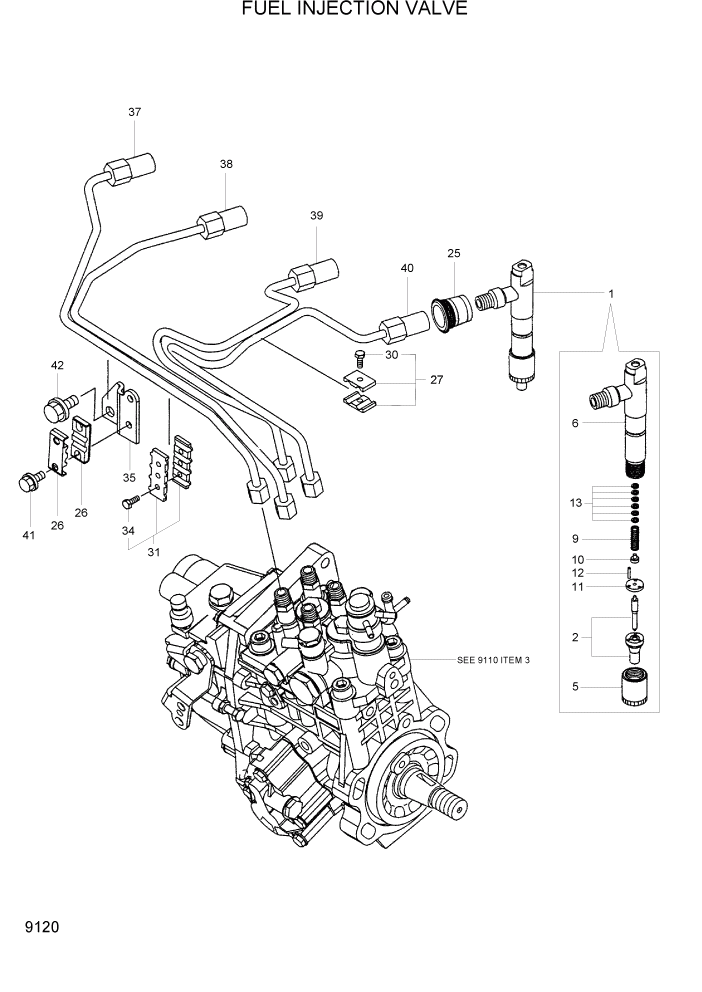 Схема запчастей Hyundai R55-7 - PAGE 9120 FUEL INJECTION VALVE ДВИГАТЕЛЬ БАЗА