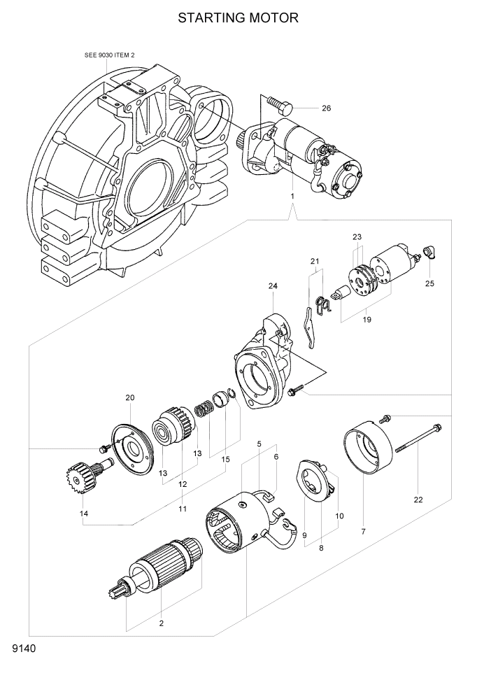 Схема запчастей Hyundai R55-7 - PAGE 9140 STARTING MOTOR ДВИГАТЕЛЬ БАЗА