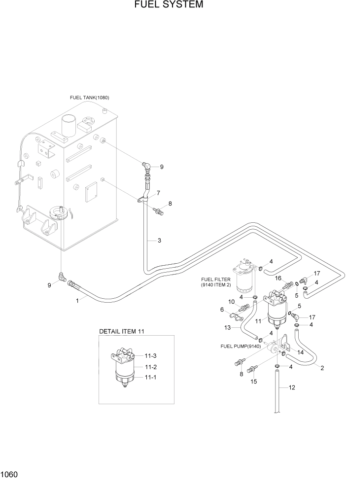 Схема запчастей Hyundai R55-7A - PAGE 1060 FUEL SYSTEM СИСТЕМА ДВИГАТЕЛЯ