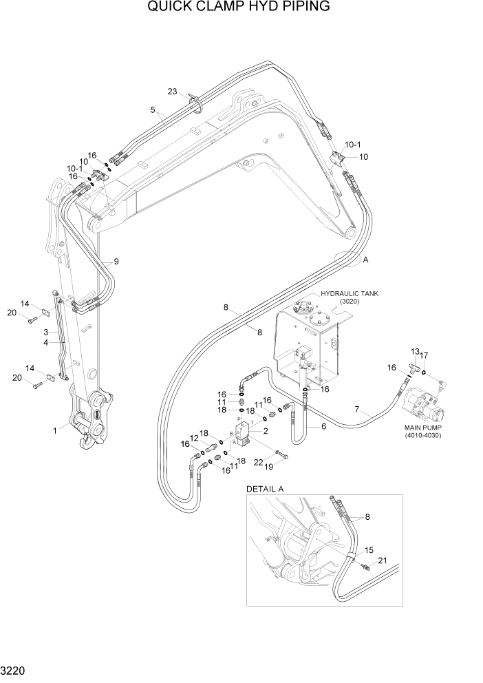 Схема запчастей Hyundai R55-7A - PAGE 3220 QUICK CLAMP HYD PIPING ГИДРАВЛИЧЕСКАЯ СИСТЕМА