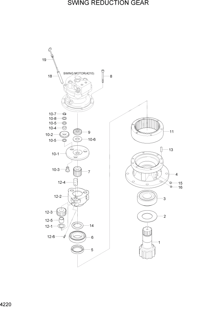 Схема запчастей Hyundai R55-7A - PAGE 4220 SWING REDUCTION GEAR ГИДРАВЛИЧЕСКИЕ КОМПОНЕНТЫ