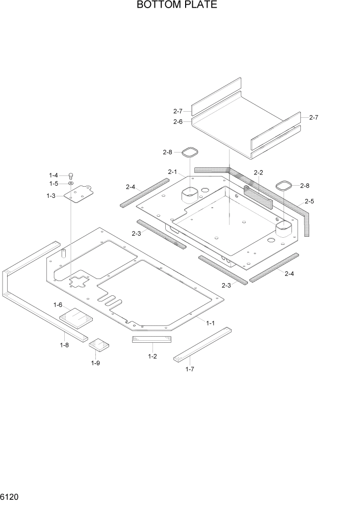 Схема запчастей Hyundai R55-7A - PAGE 6120 BOTTOM PLATE СТРУКТУРА