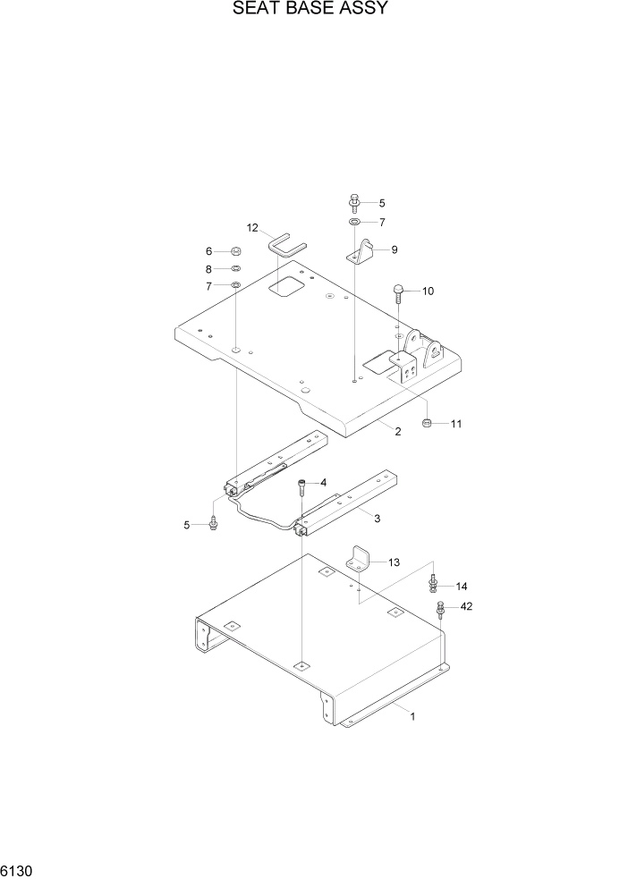 Схема запчастей Hyundai R55-7A - PAGE 6130 SEAT BASE ASSY СТРУКТУРА