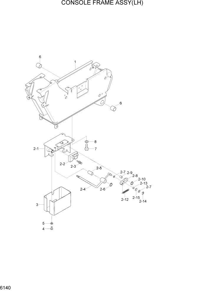 Схема запчастей Hyundai R55-7A - PAGE 6140 CONSOLE FRAME ASSY(LH) СТРУКТУРА