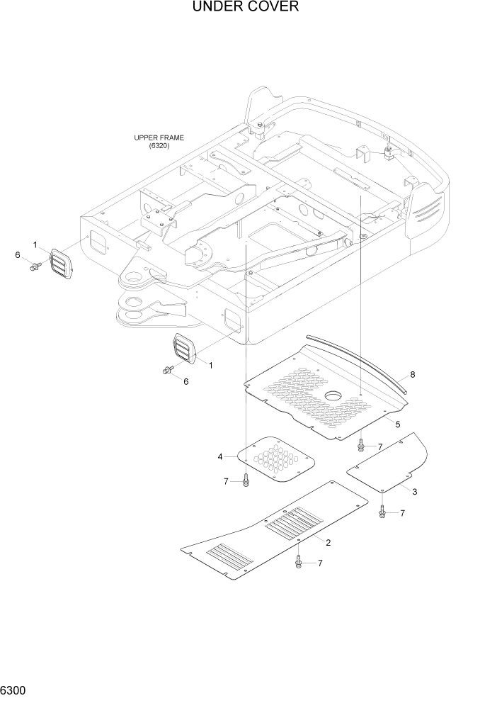 Схема запчастей Hyundai R55-7A - PAGE 6300 UNDER COVER СТРУКТУРА