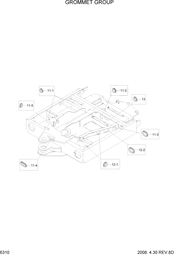 Схема запчастей Hyundai R55-7A - PAGE 6310 GROMMET GROUP СТРУКТУРА