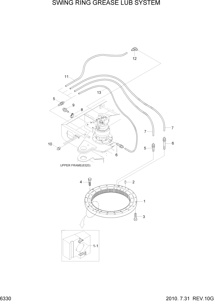 Схема запчастей Hyundai R55-7A - PAGE 6330 SWING RING GREASE LUB SYSTEM СТРУКТУРА