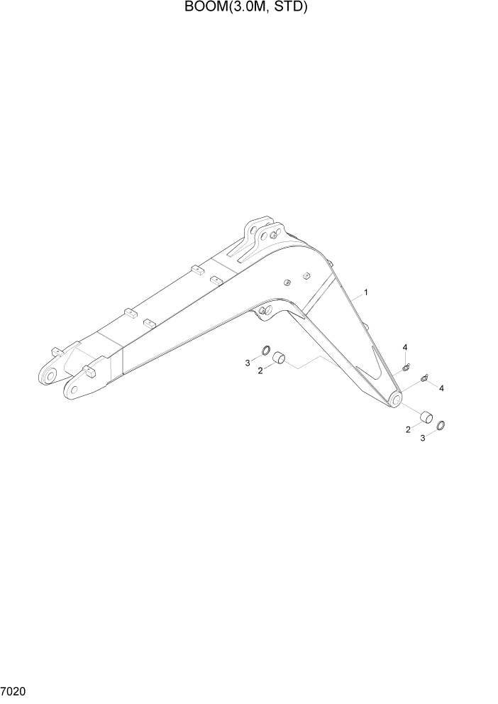 Схема запчастей Hyundai R55-7A - PAGE 7020 BOOM(3.0M, STD) РАБОЧЕЕ ОБОРУДОВАНИЕ