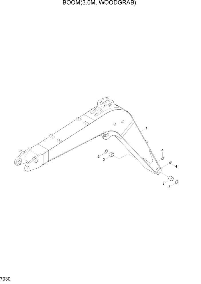 Схема запчастей Hyundai R55-7A - PAGE 7030 BOOM(3.0M, WOODGRAB) РАБОЧЕЕ ОБОРУДОВАНИЕ