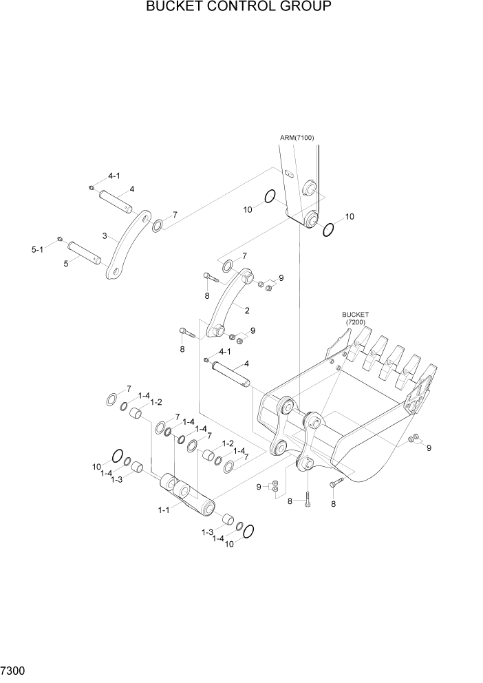 Схема запчастей Hyundai R55-7A - PAGE 7300 BUCKET CONTROL GROUP РАБОЧЕЕ ОБОРУДОВАНИЕ