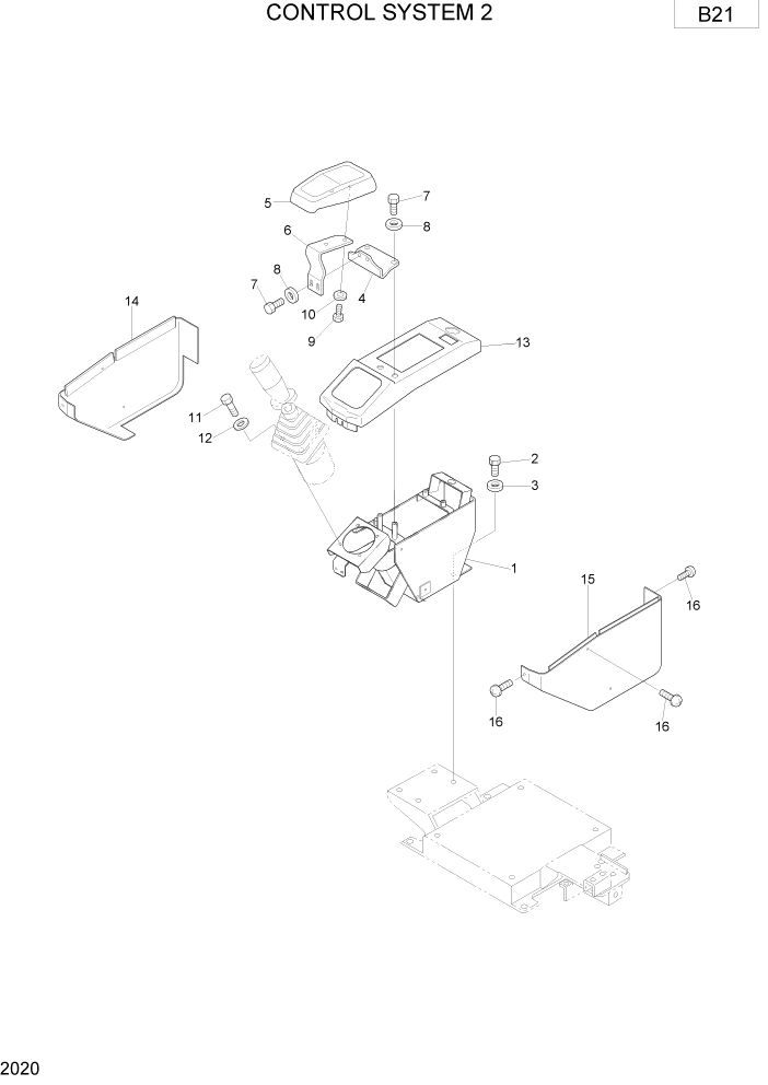 Схема запчастей Hyundai R75-7 - PAGE 2020 CONTROL SYSTEM 2 ВЕРХНЯЯ ЧАСТЬ МАШИНЫ