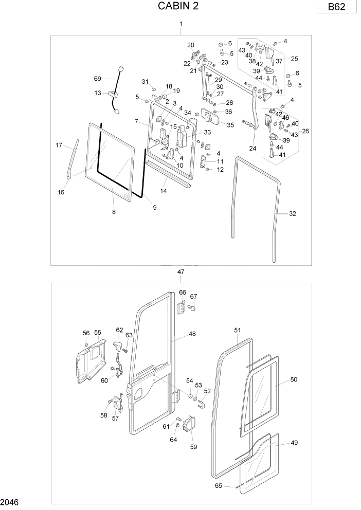 Схема запчастей Hyundai R75-7 - PAGE 2046 CABIN 2 ВЕРХНЯЯ ЧАСТЬ МАШИНЫ