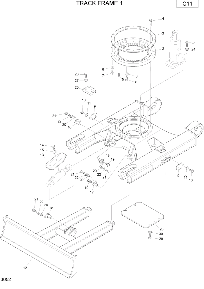 Схема запчастей Hyundai R75-7 - PAGE 3052 TRACK FRAME 1 НИЖНЯЯ ЧАСТЬ МАШИНЫ