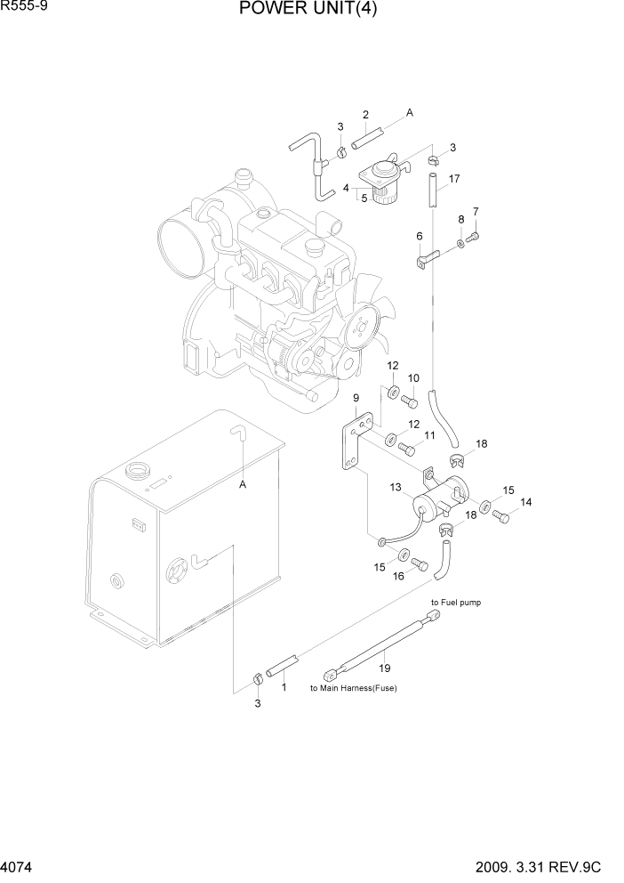 Схема запчастей Hyundai R75-7 - PAGE 4074 POWER UNIT 4 ПРИВОД