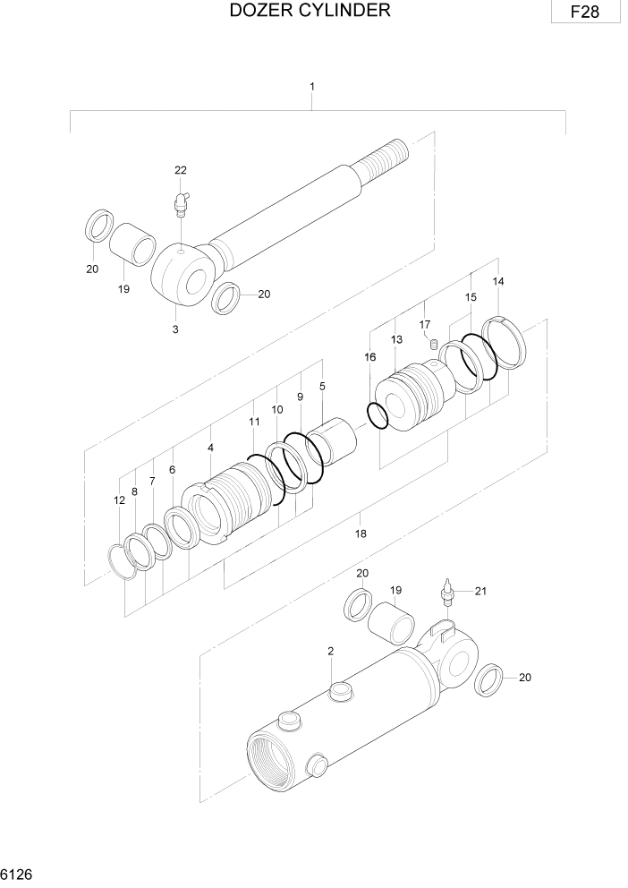 Схема запчастей Hyundai R75-7 - PAGE 6126 DOZER CYLINDER ГИДРАВЛИЧЕСКИЕ КОМПОНЕНТЫ