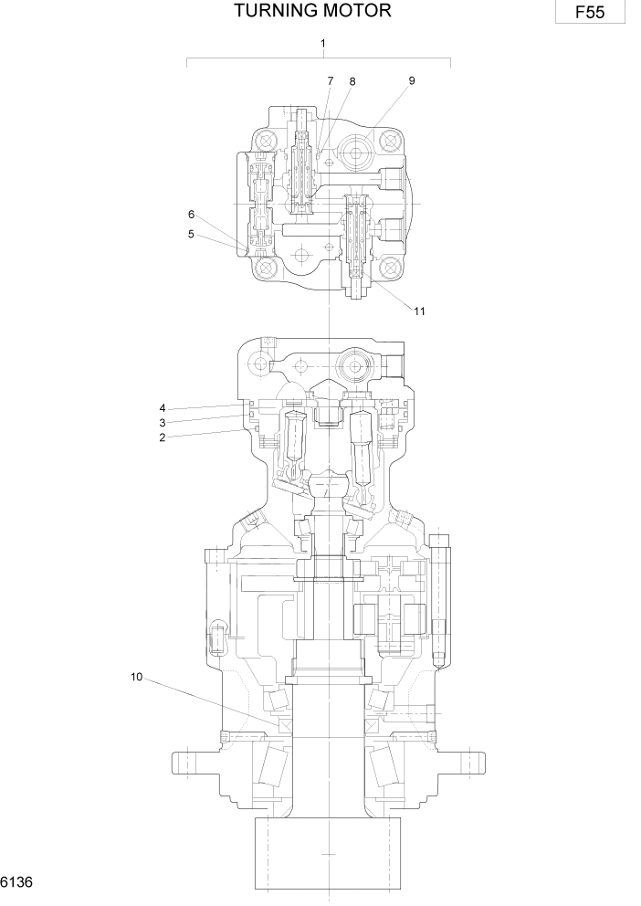 Схема запчастей Hyundai R75-7 - PAGE 6136 TURNING MOTOR ГИДРАВЛИЧЕСКИЕ КОМПОНЕНТЫ