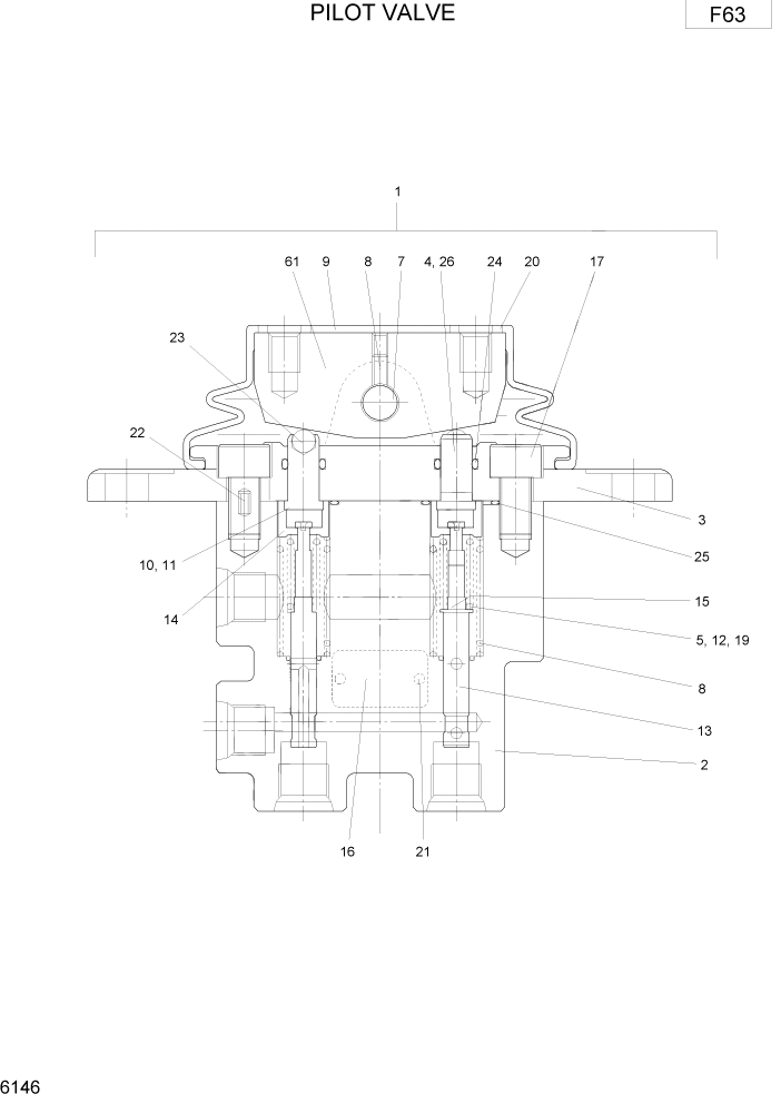 Схема запчастей Hyundai R75-7 - PAGE 6146 PILOT VALVE ГИДРАВЛИЧЕСКИЕ КОМПОНЕНТЫ