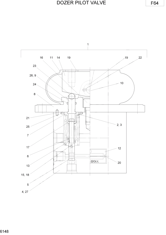 Схема запчастей Hyundai R75-7 - PAGE 6148 DOZER PILOT VALVE ГИДРАВЛИЧЕСКИЕ КОМПОНЕНТЫ