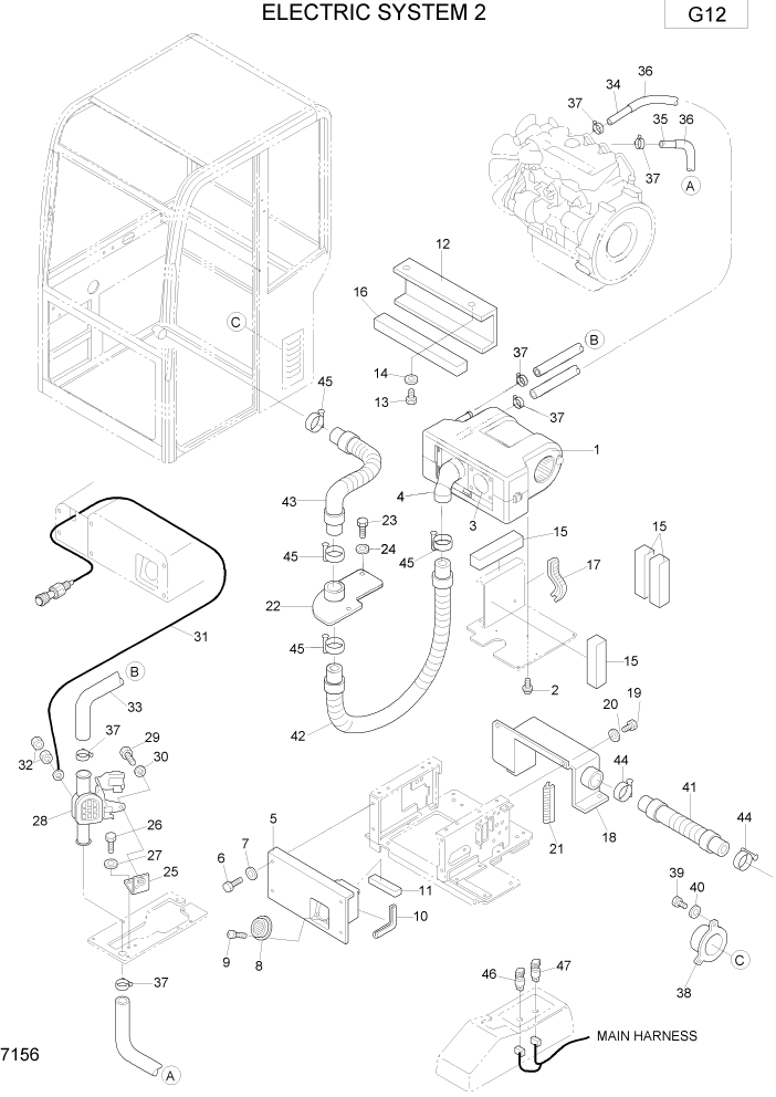 Схема запчастей Hyundai R75-7 - PAGE 7156 ELECTRIC SYSTEM 2 ЭЛЕКТРИЧЕСКАЯ СИСТЕМА