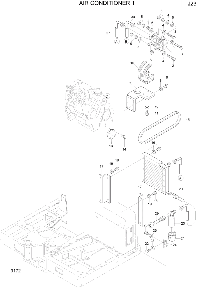 Схема запчастей Hyundai R75-7 - PAGE 9172 AIR CONDITIONER 1 ВАРИАНТ