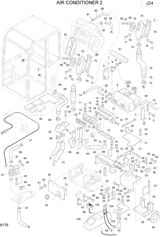 Схема запчастей Hyundai R75-7 - PAGE 9176 AIR CONDITIONER 2 ВАРИАНТ