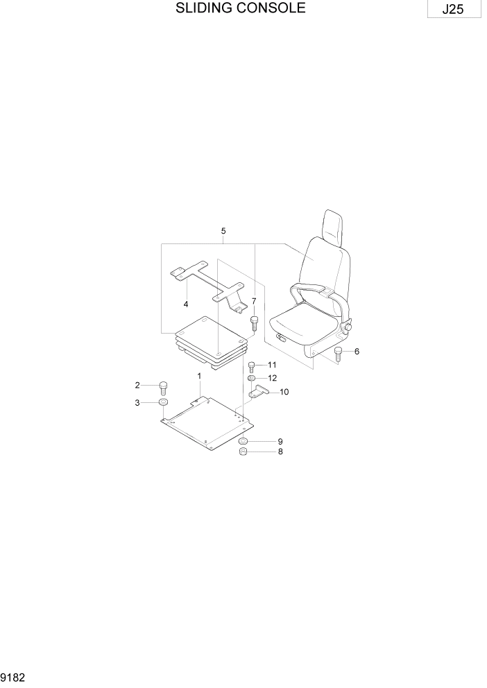 Схема запчастей Hyundai R75-7 - PAGE 9182 SLIDING CONSOLE ВАРИАНТ