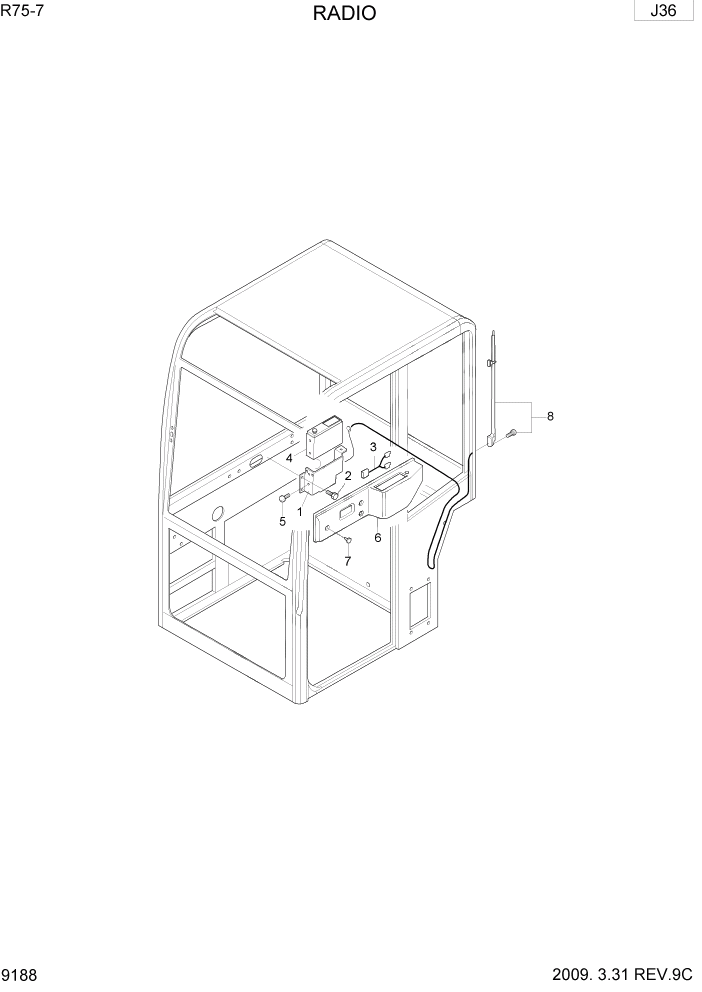 Схема запчастей Hyundai R75-7 - PAGE 9188 RADIO ВАРИАНТ