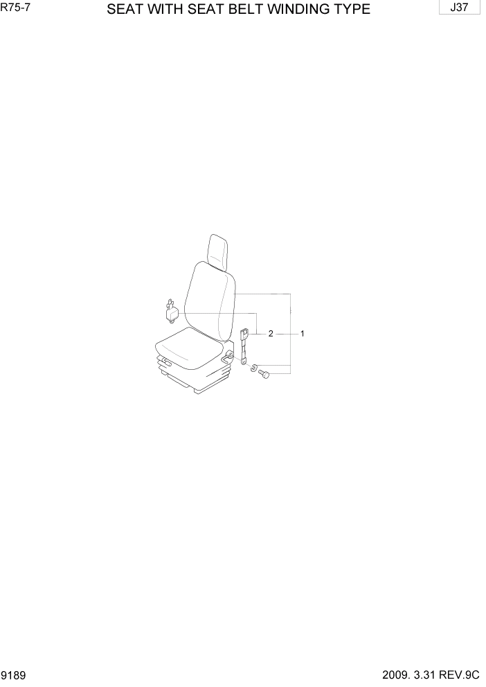 Схема запчастей Hyundai R75-7 - PAGE 9189 SEAT WITH SEAT BELT WINDING TYPE ВАРИАНТ