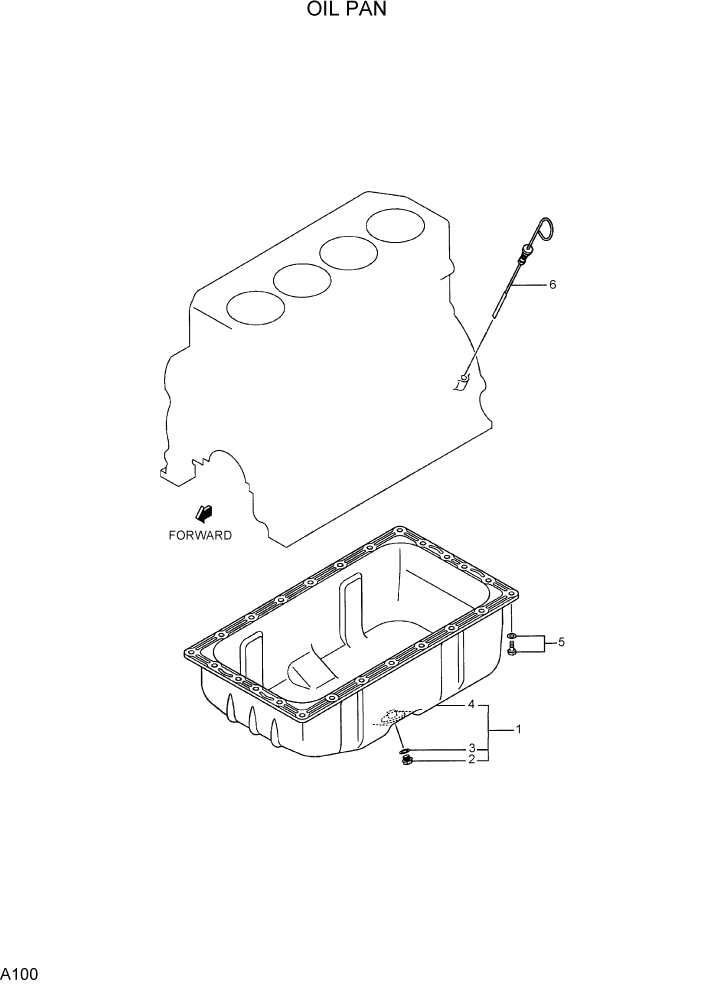 Схема запчастей Hyundai R75-7 - PAGE A100 OIL PAN ДВИГАТЕЛЬ БАЗА