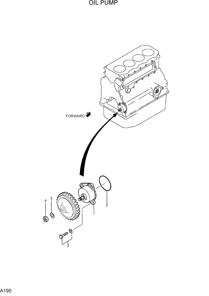 Схема запчастей Hyundai R75-7 - PAGE A190 OIL PUMP ДВИГАТЕЛЬ БАЗА