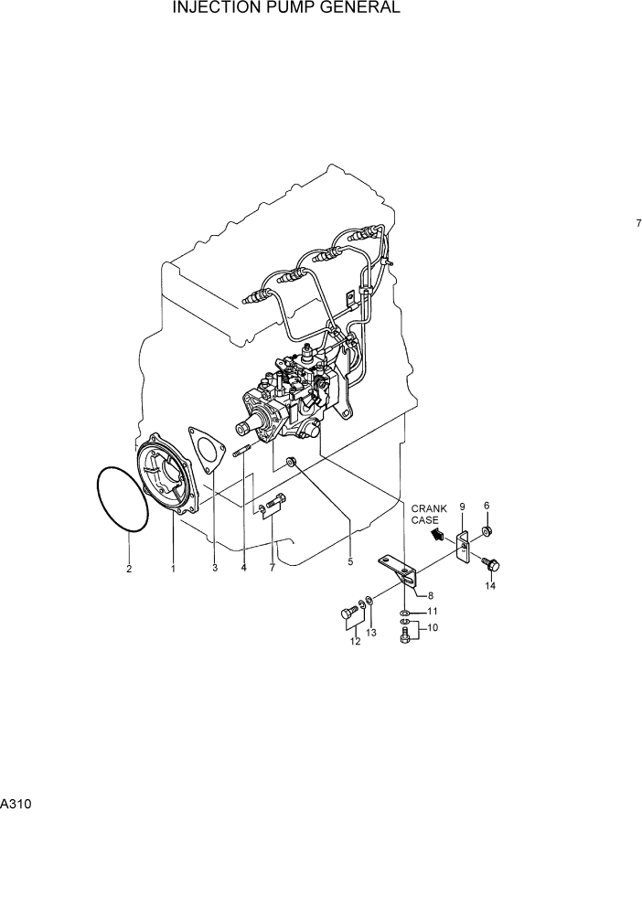 Схема запчастей Hyundai R75-7 - PAGE A310 INJECTION PUMP GENERAL ДВИГАТЕЛЬ БАЗА