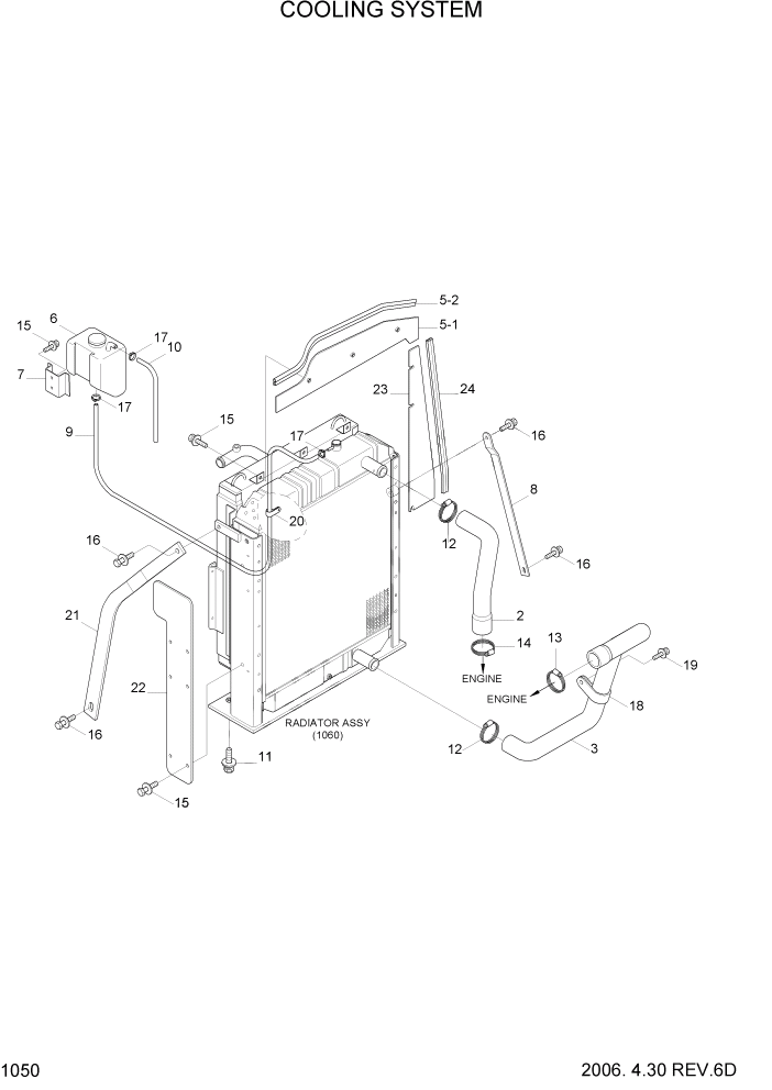 Схема запчастей Hyundai R80-7 - PAGE 1050 COOLING SYSTEM СИСТЕМА ДВИГАТЕЛЯ