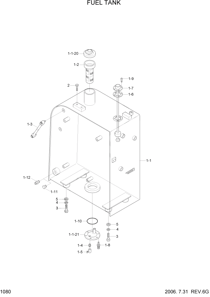 Схема запчастей Hyundai R80-7 - PAGE 1080 FUEL TANK СИСТЕМА ДВИГАТЕЛЯ