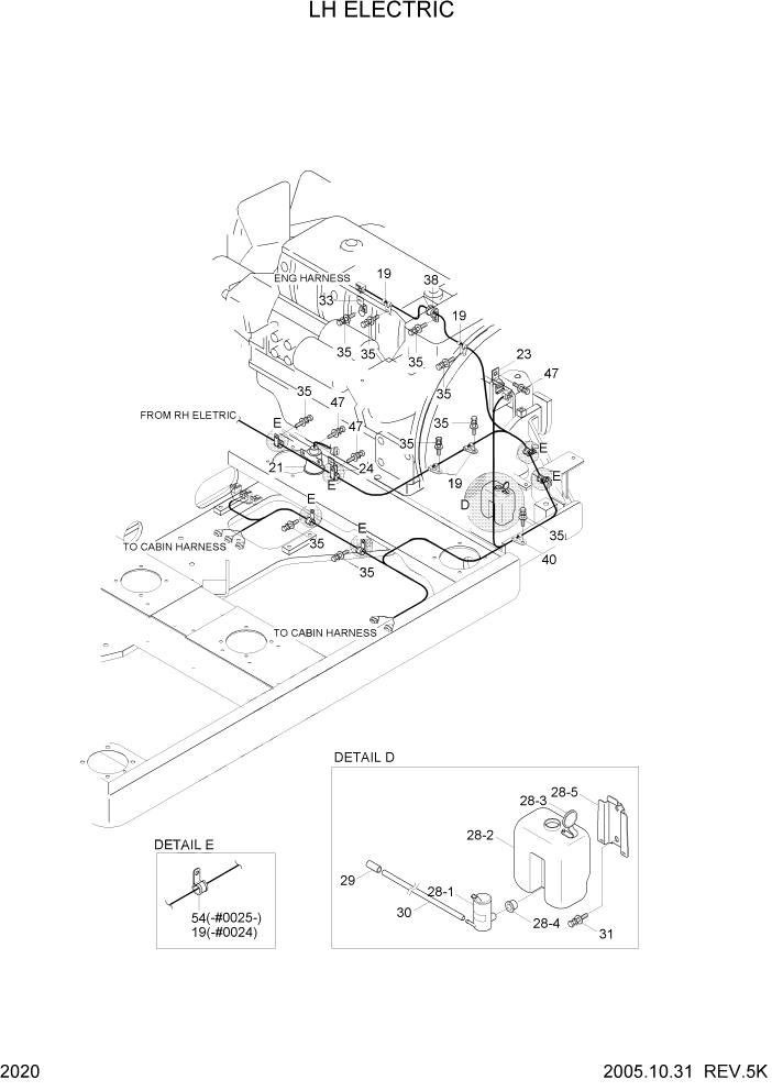 Схема запчастей Hyundai R80-7 - PAGE 2020 LH ELECTRIC ЭЛЕКТРИЧЕСКАЯ СИСТЕМА