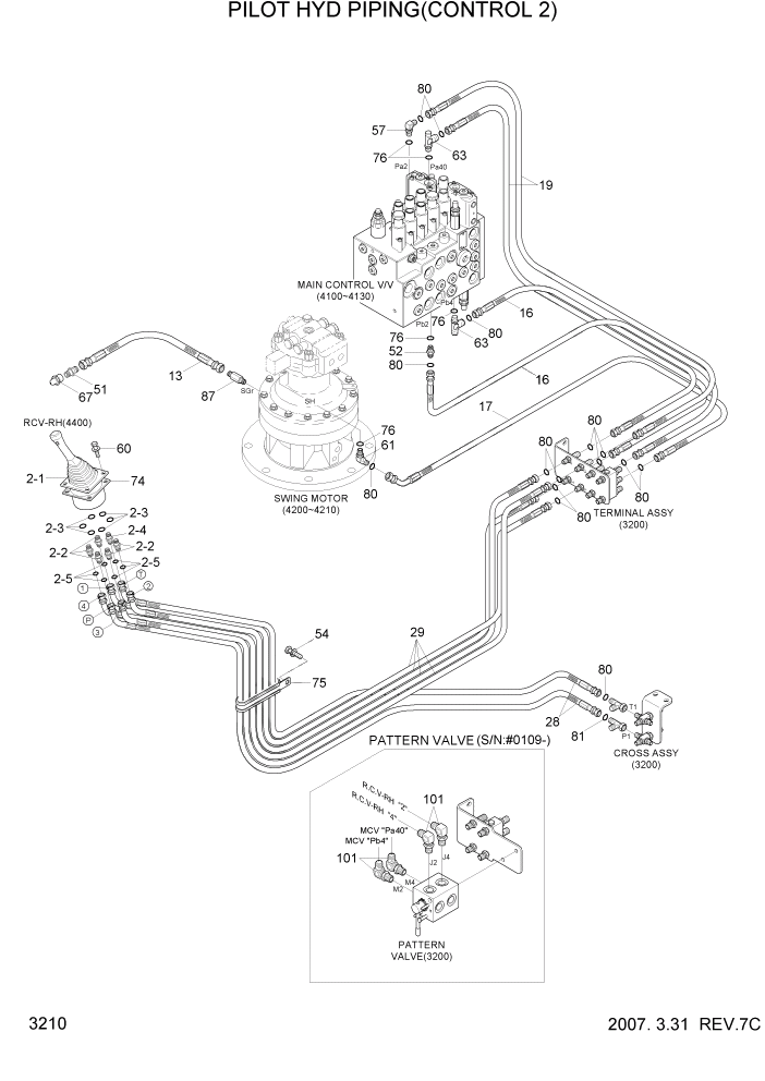 Схема запчастей Hyundai R80-7 - PAGE 3210 PILOT HYD PIPING(CONTROL 2) ГИДРАВЛИЧЕСКАЯ СИСТЕМА