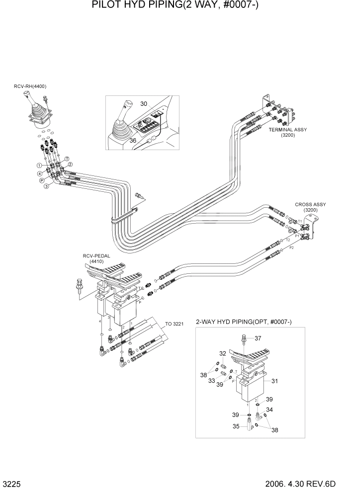 Схема запчастей Hyundai R80-7 - PAGE 3225 PILOT HYD PIPING(2WAY, #0007-) ГИДРАВЛИЧЕСКАЯ СИСТЕМА